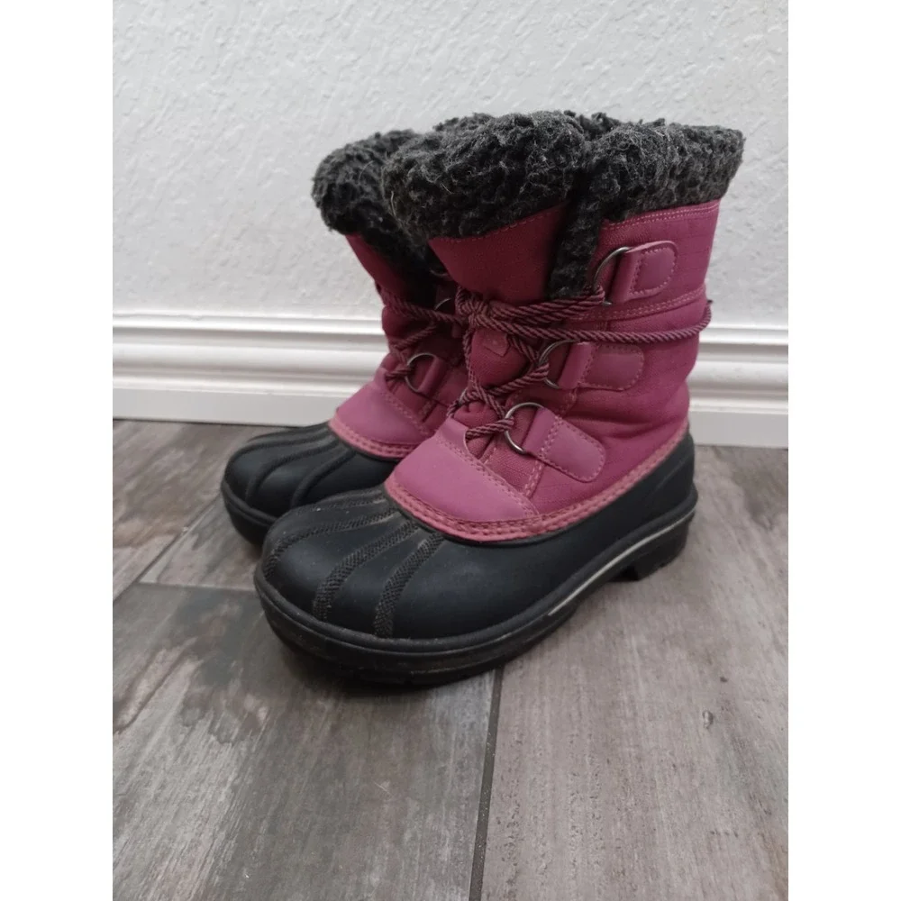 Children's Lace-Up Winter Boots Pink - Cat & Jack Snow Hiking Sz 1